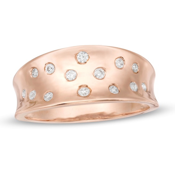 0.145 CT. T.W. Diamond Scatter Concave Ring in 10K Rose Gold