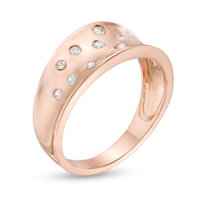 0.145 CT. T.W. Diamond Scatter Concave Ring in 10K Rose Gold