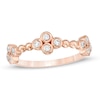 Thumbnail Image 0 of 0.145 CT. T.W. Diamond Bezel-Set Beaded Shank Ring in 10K Rose Gold