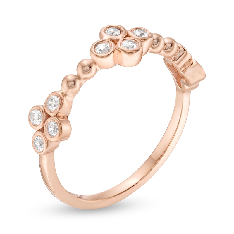 0.145 CT. T.W. Diamond Bezel-Set Beaded Shank Ring in 10K Rose Gold|Peoples Jewellers