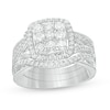 Thumbnail Image 0 of 1.00 CT. T.W. Composite Diamond Cushion Frame Three Piece Bridal Set in 10K Gold