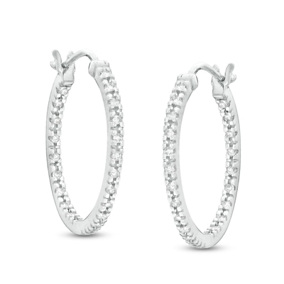 0.25 CT. T.W. Diamond Inside-Out Hoop Earrings in Sterling Silver