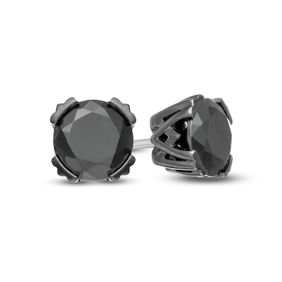 Vera Wang Men CT. T.W. Black Diamond Solitaire Stud Earrings in Sterling Silver with Black Ruthenium