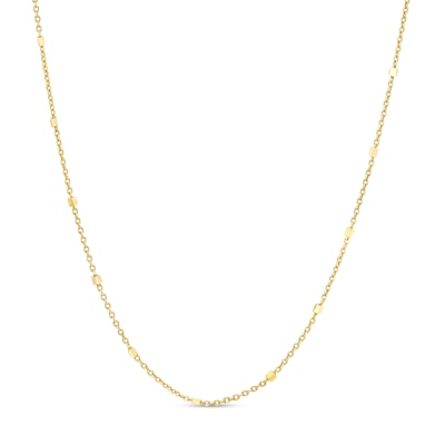 Made in Italy 025 Gauge Rolo Chain Cube Station Necklace in 14K Gold - 18"