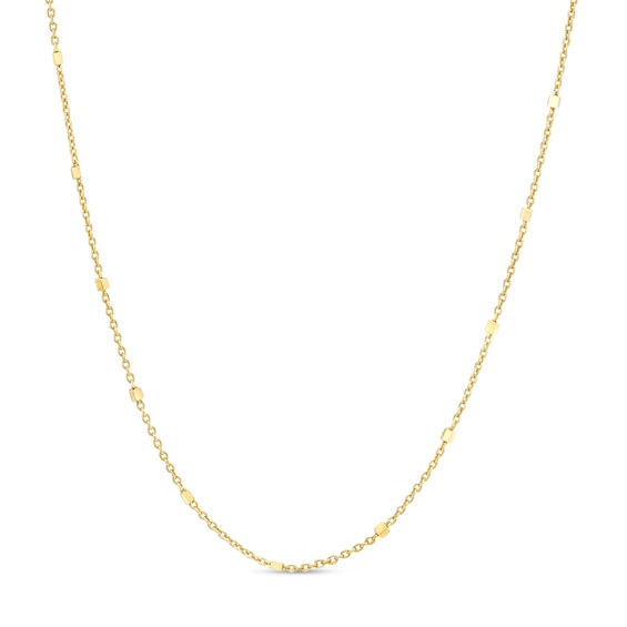 Made in Italy 025 Gauge Rolo Chain Cube Station Necklace in 14K Gold - 18"