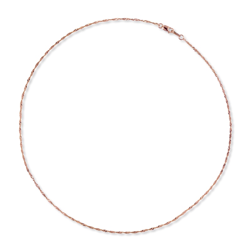 1.0mm Singapore Chain Necklace in Solid 10K Rose Gold - 18"|Peoples Jewellers