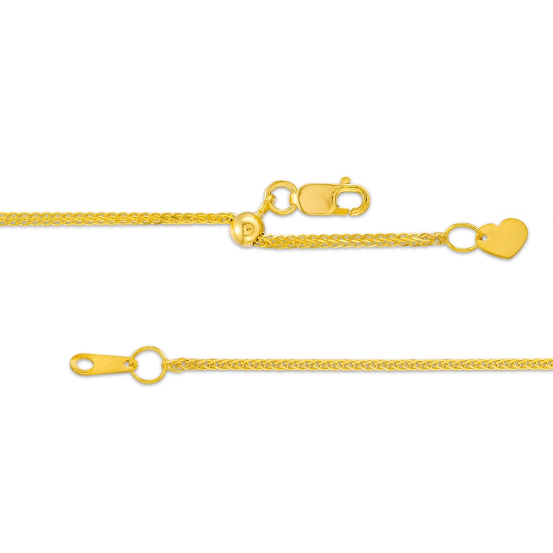 Adjustable 1.1mm Diamond-Cut Wheat Chain Necklace in Solid 14K Gold - 22"|Peoples Jewellers