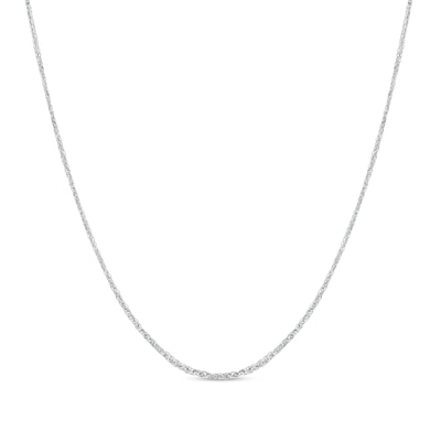 0.9mm Adjustable Diamond-Cut Wheat Chain Necklace in Solid 14K White Gold - 22"