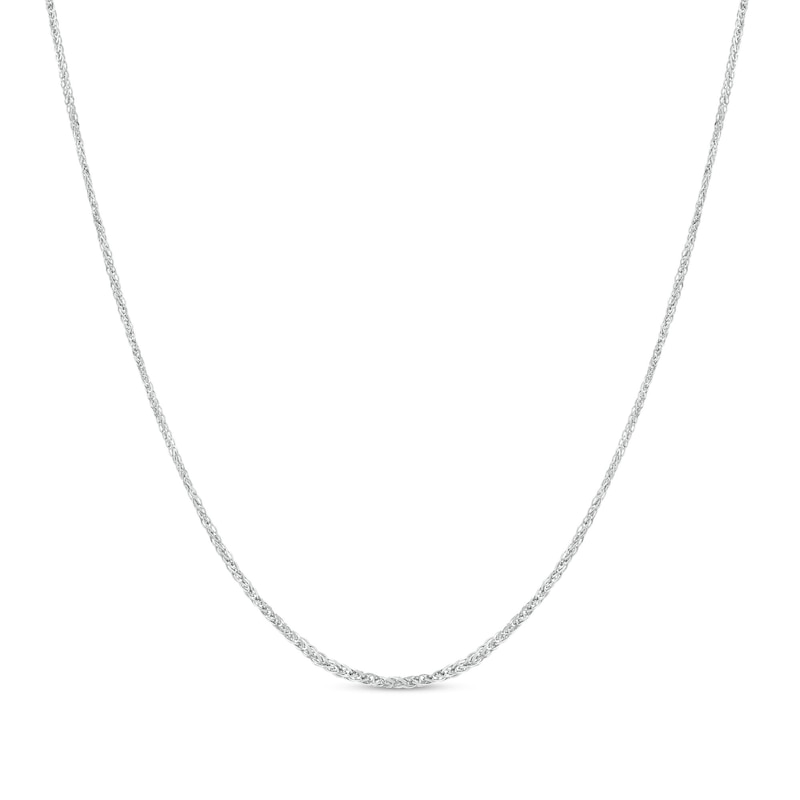 0.9mm Adjustable Diamond-Cut Wheat Chain Necklace in Solid 14K White Gold - 22"|Peoples Jewellers