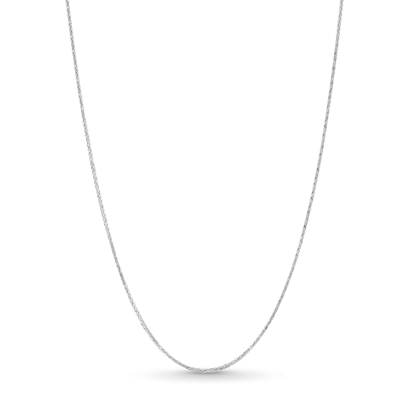 Main Image 1 of 0.85mm Diamond-Cut Wheat Chain Necklace in Solid 10K White Gold - 18&quot;