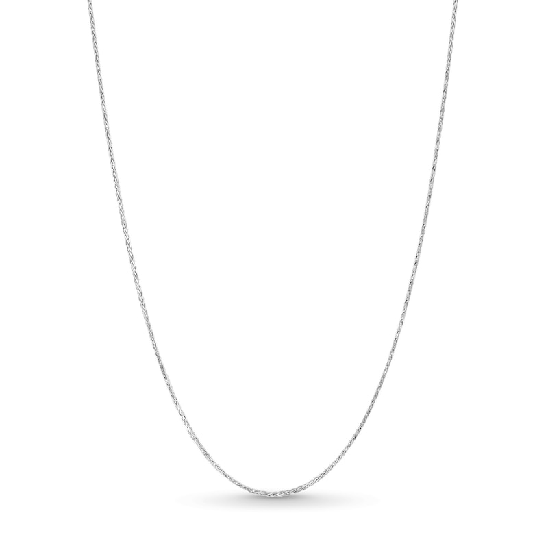 Main Image 1 of 0.85mm Diamond-Cut Wheat Chain Necklace in Solid 10K White Gold - 20&quot;