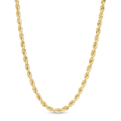 030 Gauge Glitter Rope Chain Necklace in Solid 14K Gold - 24"