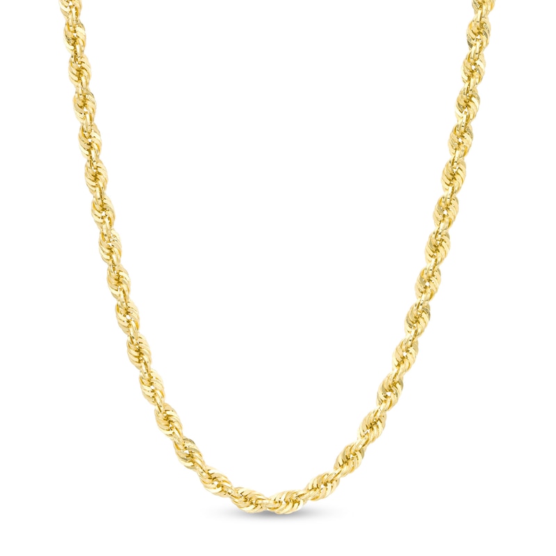 Main Image 1 of 030 Gauge Glitter Rope Chain Necklace in Hollow 14K Gold - 26&quot;