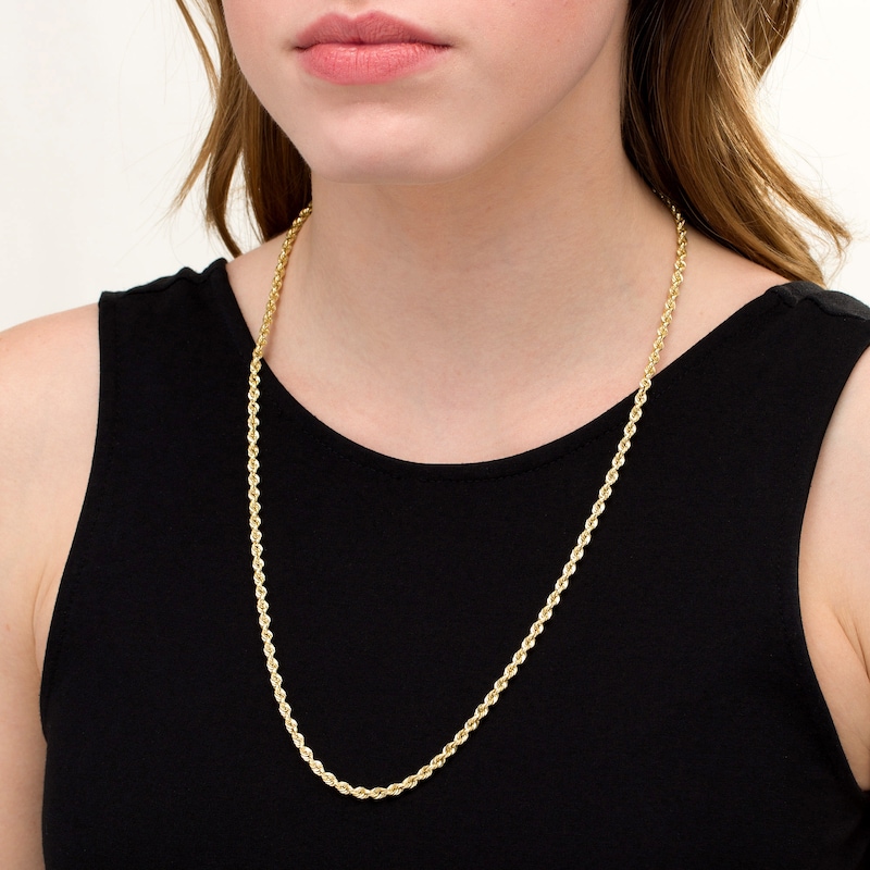 Main Image 2 of 030 Gauge Glitter Rope Chain Necklace in Hollow 14K Gold - 26&quot;