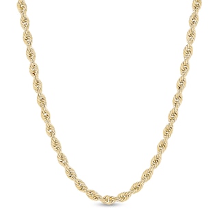 5.5mm Glitter Rope Chain Necklace in Hollow 14K Gold - 26"