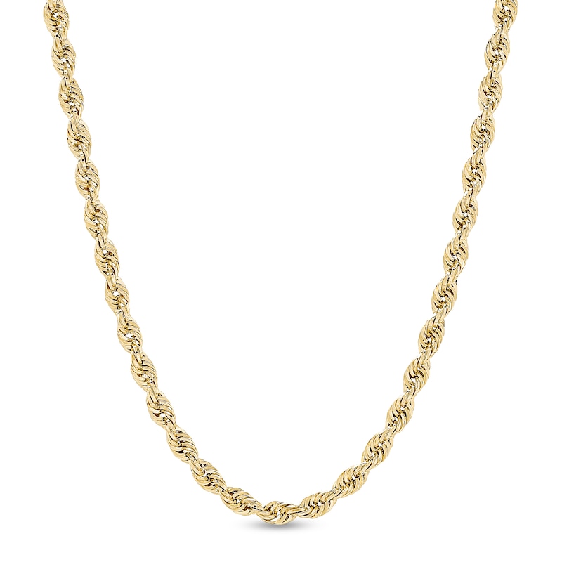 5.5mm Glitter Rope Chain Necklace in Hollow 14K Gold - 26"