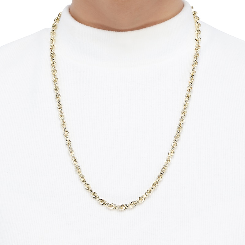 5.5mm Glitter Rope Chain Necklace in Hollow 14K Gold - 26"