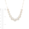 6.0-9.0mm Freshwater Cultured Pearl and Brilliance Bead Graduated Necklace in 14K Gold