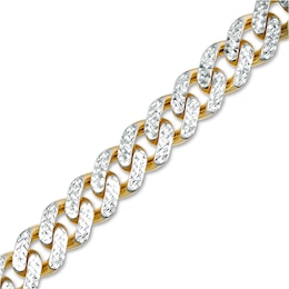 Men's 9.5mm Diamond-Cut Curb Chain Bracelet in Hollow 14K Two-Tone Gold - 8.25&quot;