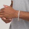 Men's 9.5mm Diamond-Cut Curb Chain Bracelet in Hollow 14K Two-Tone Gold - 8.25"