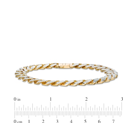 Men's 9.5mm Diamond-Cut Curb Chain Bracelet in Hollow 14K Two-Tone Gold - 8.25"