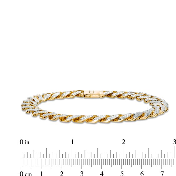 Men's 9.5mm Diamond-Cut Curb Chain Bracelet in Hollow 14K Two-Tone Gold - 8.25"