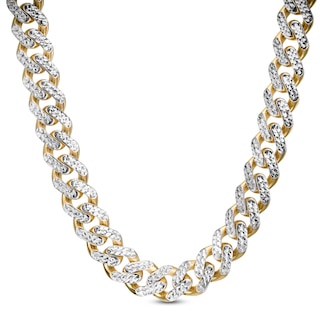 9.5mm Diamond-Cut Curb Chain Necklace in Hollow 14K Two-Tone Gold - 22"