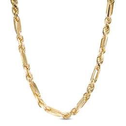 4.3mm Diamond-Cut Figarope Chain Necklace in Hollow 14K Gold - 22&quot;