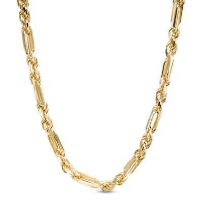 4.3mm Diamond-Cut Figarope Chain Necklace in Hollow 14K Gold - 22"