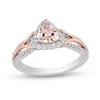 Thumbnail Image 0 of Enchanted Disney Aurora 6.0mm Trillion-Cut Morganite and 0.23 CT. T.W. Diamond Engagement Ring in 14K Two-Tone Gold