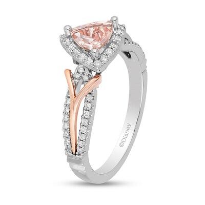 Enchanted Disney Aurora 6.0mm Trillion-Cut Morganite and 0.23 CT. T.W. Diamond Engagement Ring in 14K Two-Tone Gold