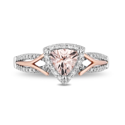 Enchanted Disney Aurora 6.0mm Trillion-Cut Morganite and 0.23 CT. T.W. Diamond Engagement Ring in 14K Two-Tone Gold