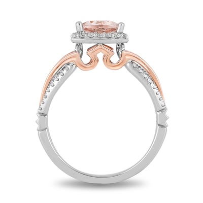 Enchanted Disney Aurora 6.0mm Trillion-Cut Morganite and 0.23 CT. T.W. Diamond Engagement Ring in 14K Two-Tone Gold