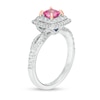 Vera Wang Love Collection Certified Cushion-Cut Sapphire and 0.69 CT. T.W. Diamond Engagement Ring in 14K White Gold