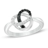 Thumbnail Image 0 of 0.21 CT. T.W. Enhanced Black and White Diamond Pretzel Knot Ring in Sterling Silver