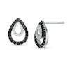 Thumbnail Image 0 of 0.32 CT. T.W. Enhanced Black and White Diamond Teardrop Outline Stud Earrings in Sterling Silver