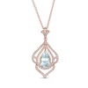 EFFY™ Collection Pear-Shaped Aquamarine and 0.28 CT. T.W. Diamond Frame Pendant in 14K Rose Gold