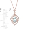 EFFY™ Collection Pear-Shaped Aquamarine and 0.28 CT. T.W. Diamond Frame Pendant in 14K Rose Gold