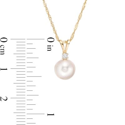 IMPERIAL® 7.5-8.0mm Akoya Cultured Pearl and Diamond Accent Pendant in 14K Gold