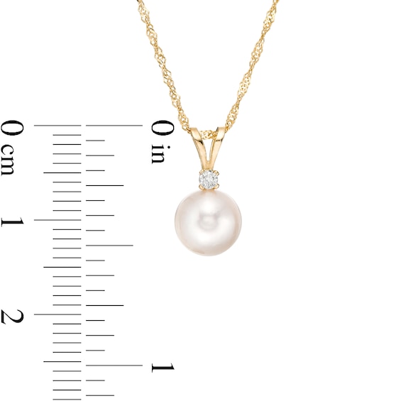 IMPERIAL® 7.5-8.0mm Akoya Cultured Pearl and Diamond Accent Pendant in 14K Gold