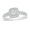 Thumbnail Image 1 of 0.145 CT. T.W. Diamond Cushion Frame Vintage-Style Promise Ring in Sterling Silver