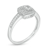 Thumbnail Image 3 of 0.145 CT. T.W. Diamond Cushion Frame Vintage-Style Promise Ring in Sterling Silver