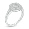 Thumbnail Image 2 of 0.18 CT. T.W. Composite Diamond Double Cushion Frame Split Shank Promise Ring in Sterling Silver