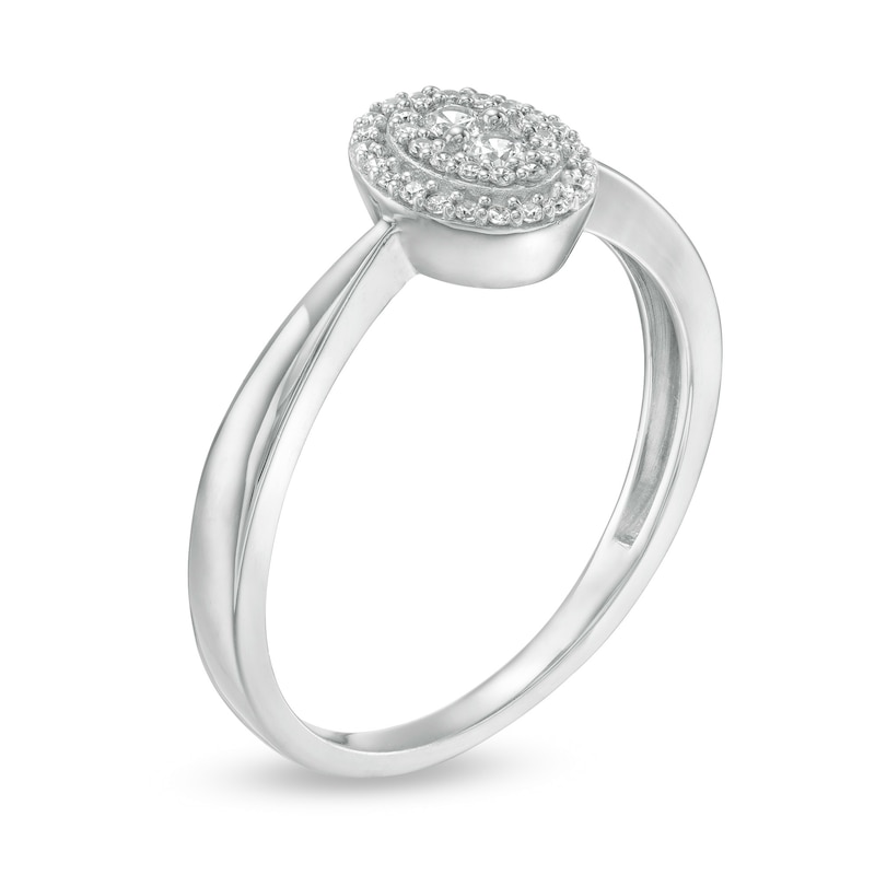 0.145 CT. T.W. Composite Diamond Double Oval Frame Promise Ring in Sterling Silver|Peoples Jewellers