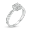 0.065 CT. T.W. Quad Diamond Square Frame Vintage-Style Promise Ring in Sterling Silver