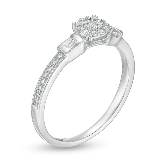 0.115 CT. T.W. Diamond Frame Collar Promise Ring in Sterling Silver