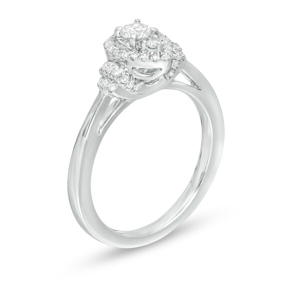 0.40 CT. T.W. Composite Diamond Pear-Shaped Frame Collar Engagement Ring in 10K White Gold