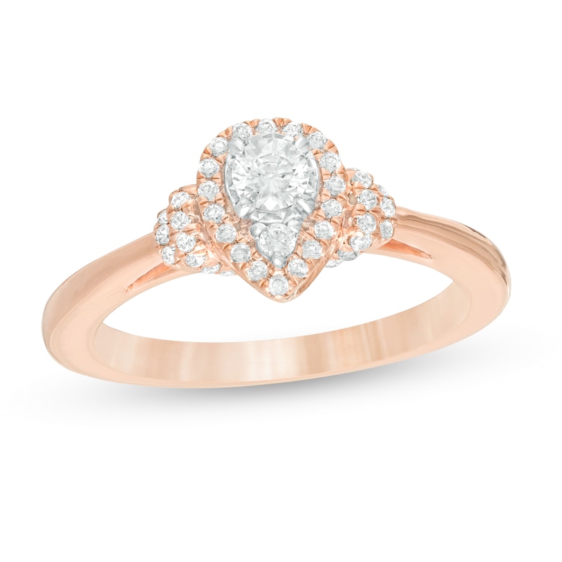 0.40 CT. T.W. Composite Diamond Pear-Shaped Frame Collar Engagement Ring in 10K Rose Gold