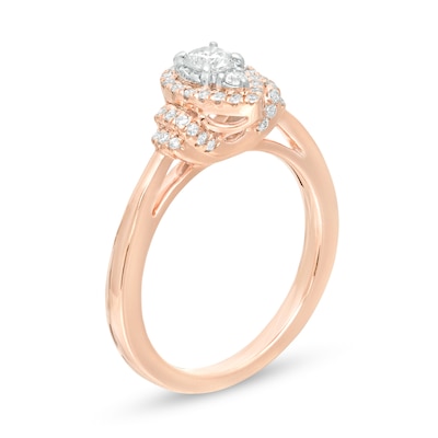 0.40 CT. T.W. Composite Diamond Pear-Shaped Frame Collar Engagement Ring in 10K Rose Gold