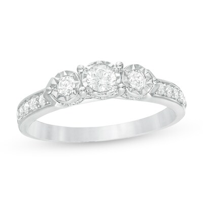 CT. T.W. Diamond Past Present Future® Engagement Ring in 10K White Gold